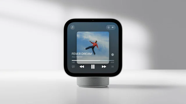 Apple HomeView playing music with album artwork and playback controls